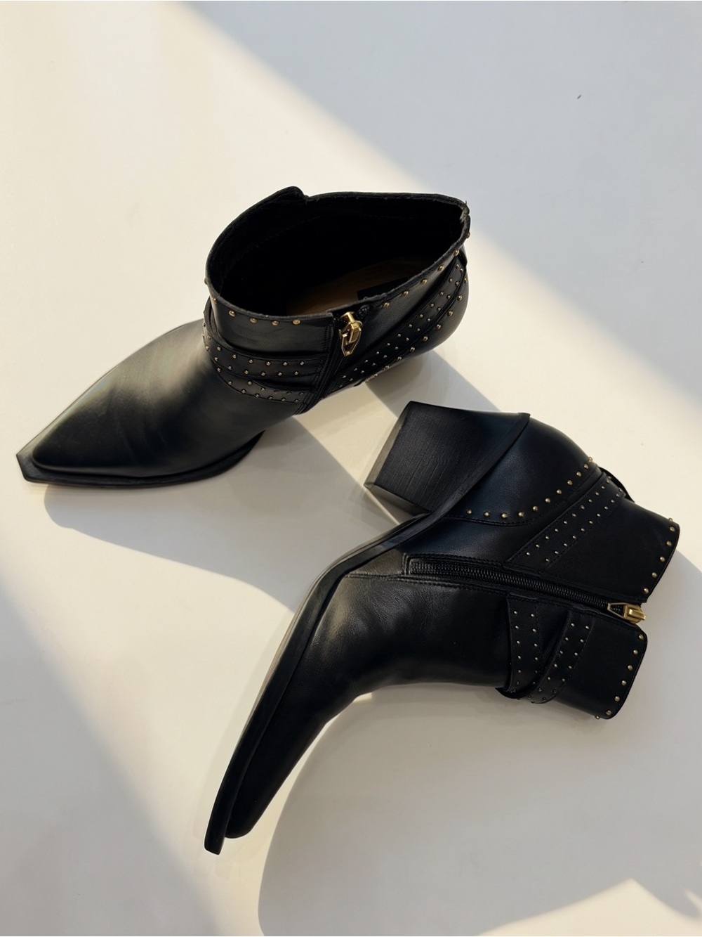Dolce Vita Black Studded Pointed-Toe Ankle Boots